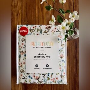 Everyday by Martha Stewart KING 4pc Sheet Set Garden 🪴 Plants Floral Super Soft